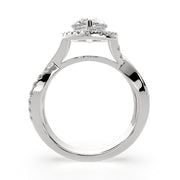Celestina Pear Cut Halo Pave Split Shank Engagement Ring Setting - Nivetta